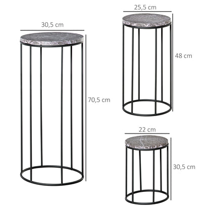 Outsunny Soportes Para Plantas Metal 3 Piezas Apilables Porta Macetas Decorativo_2