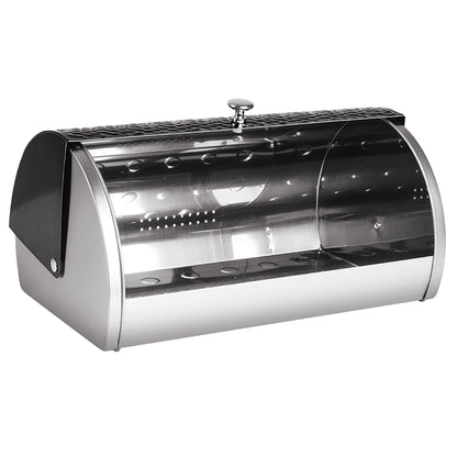 Panera De Mesa Para Guardar Pan Bollería, Tapa Deslizante, Acero Inoxidable, Diseño Moderno Berlinger Haus Primal Gloss, Acero Inoxidable / Negro_1