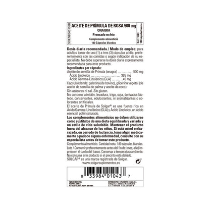 Óleo de Rosa Onagra, 180 Pérolas (500mg)