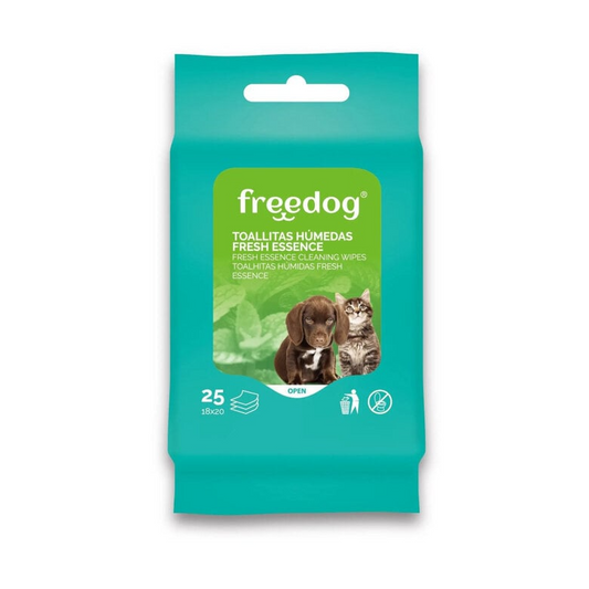 Freedog Fresh Essence Toalhitas Húmidas com Aloé Vera para Cães e Gatos, 25 Unidades