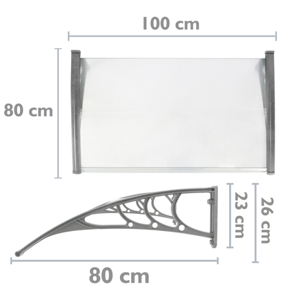 Tejadillo De Protección 100x80cm Marquesina Para Puertas Y Ventanas Gris_1