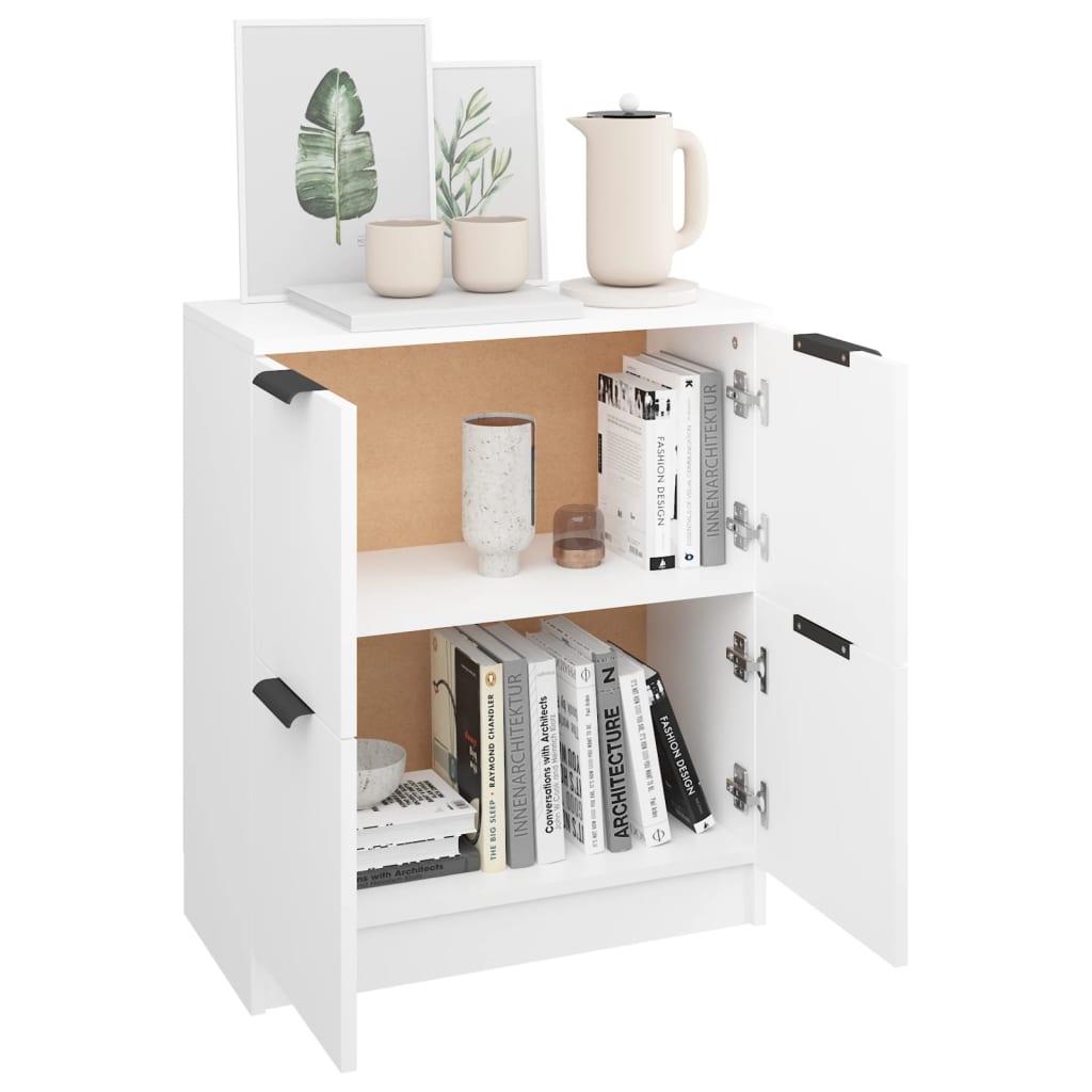 Aparador De Madera Contrachapada Blanco 60x30x70 Cm / Vetonek_5
