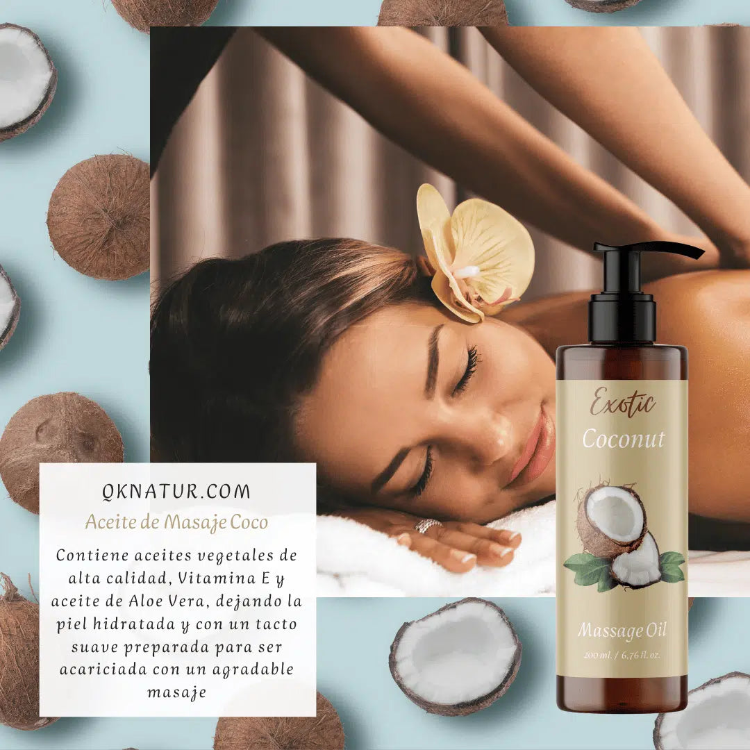 QKnatur - Aceite De Masaje De Coco - 200ml - Para Masajes Corporales Relajantes Y Revitalizantes - Hidratante_2