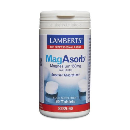 MagAsorb Magnésio Biodisponível - Lamberts, 60 Comprimidos