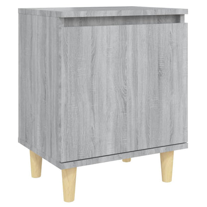 Mesita De Noche Patas De Madera Maciza Gris Sonoma 40x30x50 Cm_0