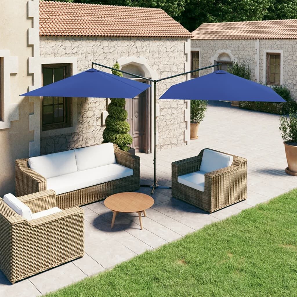 Vidaxl Sombrilla Doble Jardín Con Palo De Acero Azul Celeste 600x300cm_1