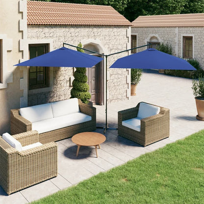 Vidaxl Sombrilla Doble Jardín Con Palo De Acero Azul Celeste 600x300cm_1