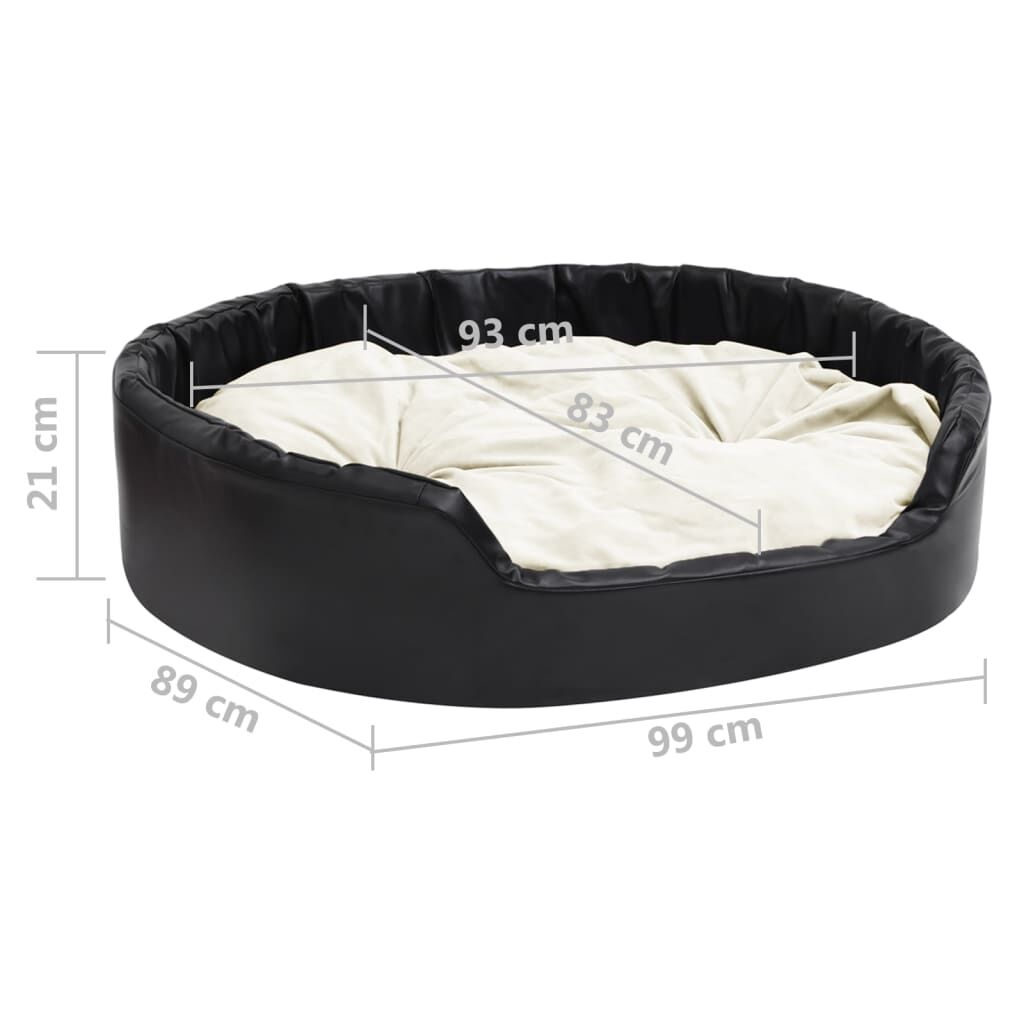 Vidaxl Cama De Perros Felpa Y Cuero Sintético Negro Beige 99x89x21 Cm_2
