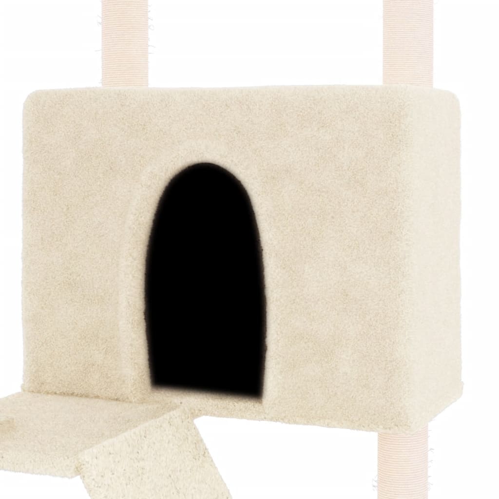 Rascador Para Gatos Con Postes De Sisal Color Crema 143 Cm_5