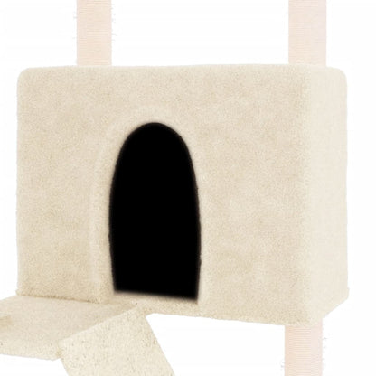Rascador Para Gatos Con Postes De Sisal Color Crema 143 Cm_5