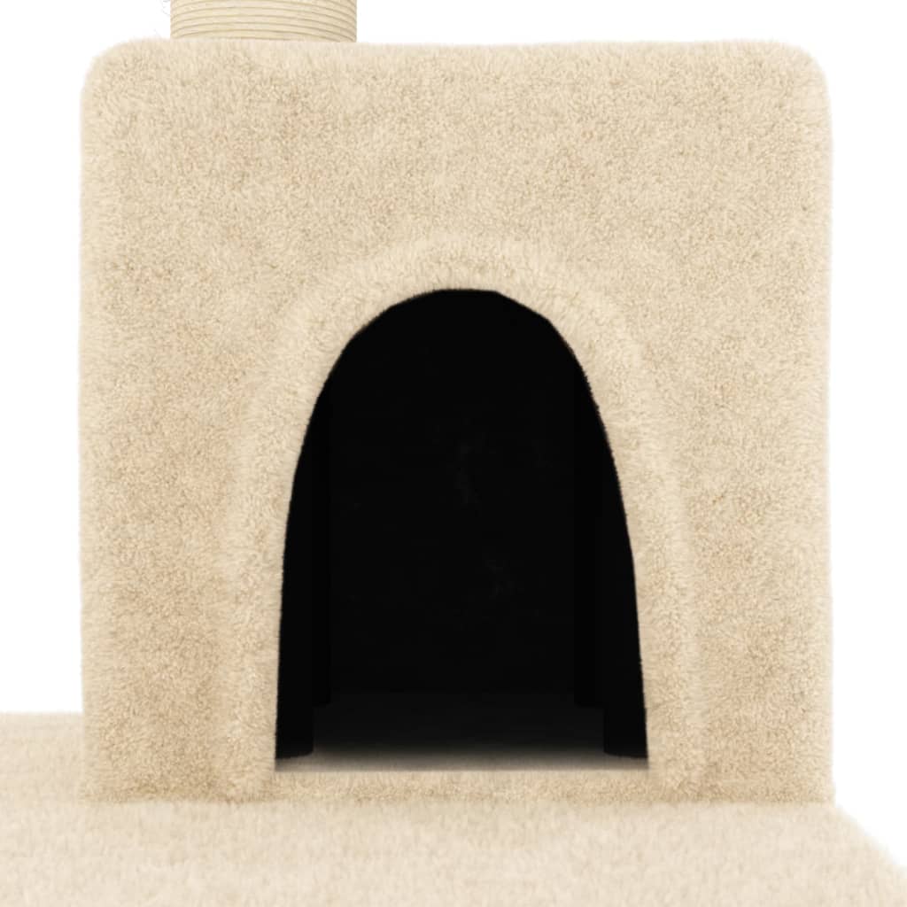 Rascador Para Gatos Con Postes De Sisal Color Crema 123 Cm_5