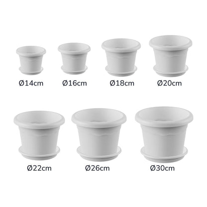 Vaso redondo Terra com pires branco pacote 26 x 19 cm