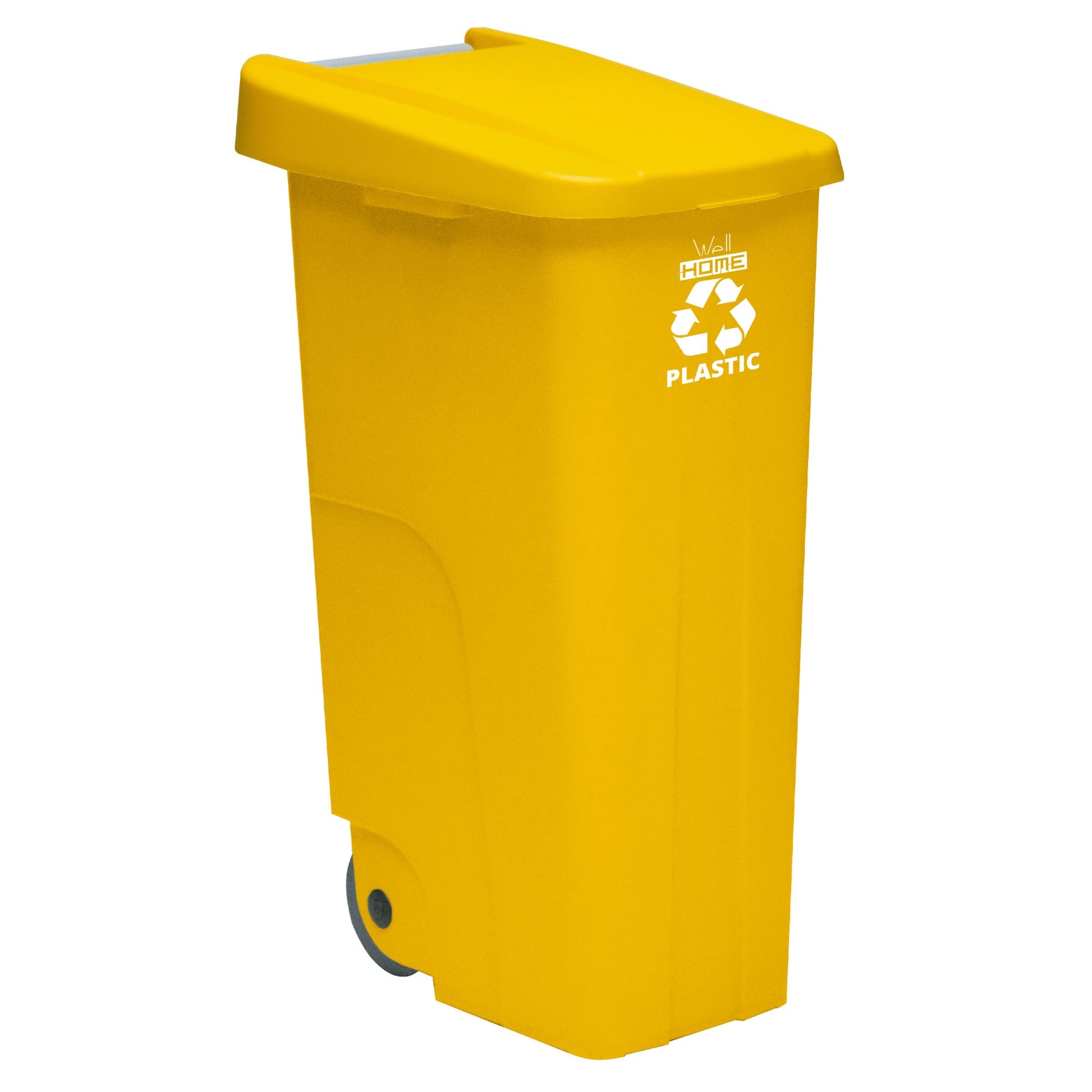 Pack Reciclaje 3 Contenedores - Cubo De Basura Wellhome Reciclo 110l Cerrado C/u: Azul (papel Y Cartón) - Verde (vidrio) - Amarillo (plásticos)_4