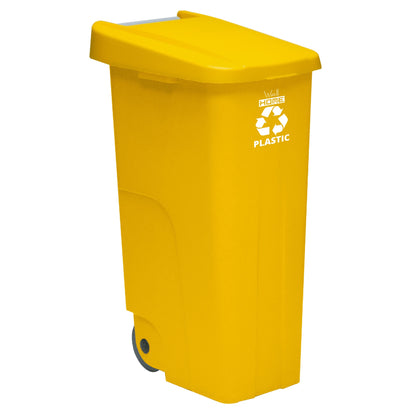 Pack Reciclaje 3 Contenedores - Cubo De Basura Wellhome Reciclo 110l Cerrado C/u: Azul (papel Y Cartón) - Verde (vidrio) - Amarillo (plásticos)_4