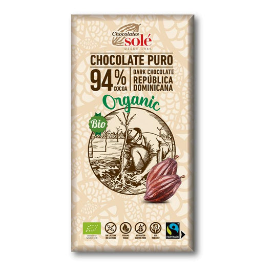 Chocolate Negro 94% Chocolates Orgânicos Solé 100 g