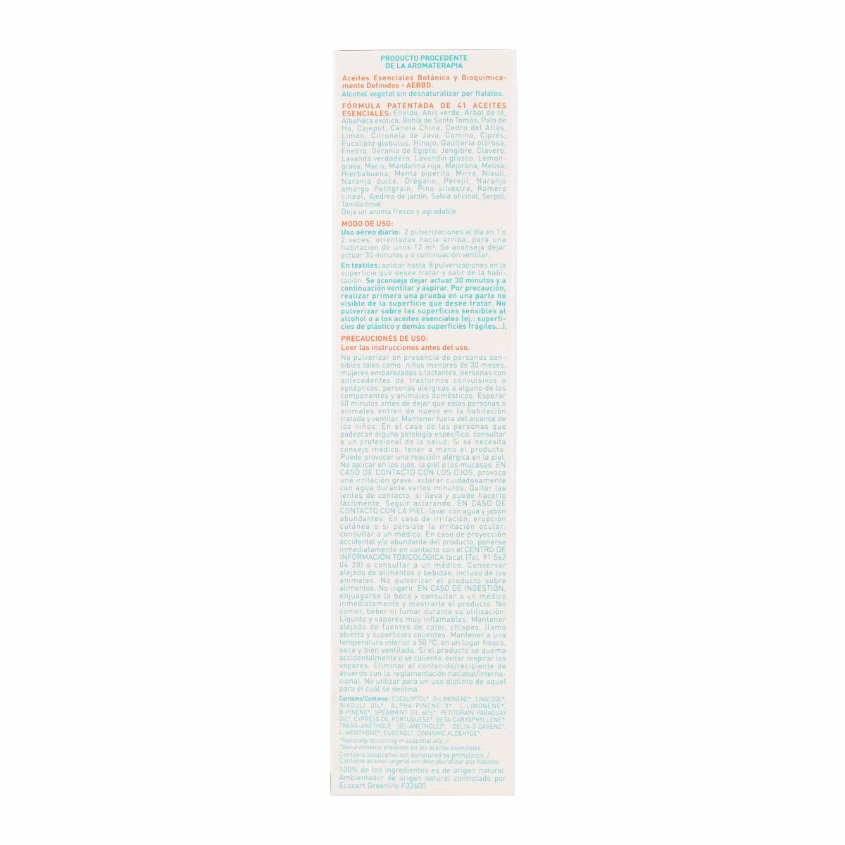 Spray purificador de ar com 41 óleos essenciais, 200 ml