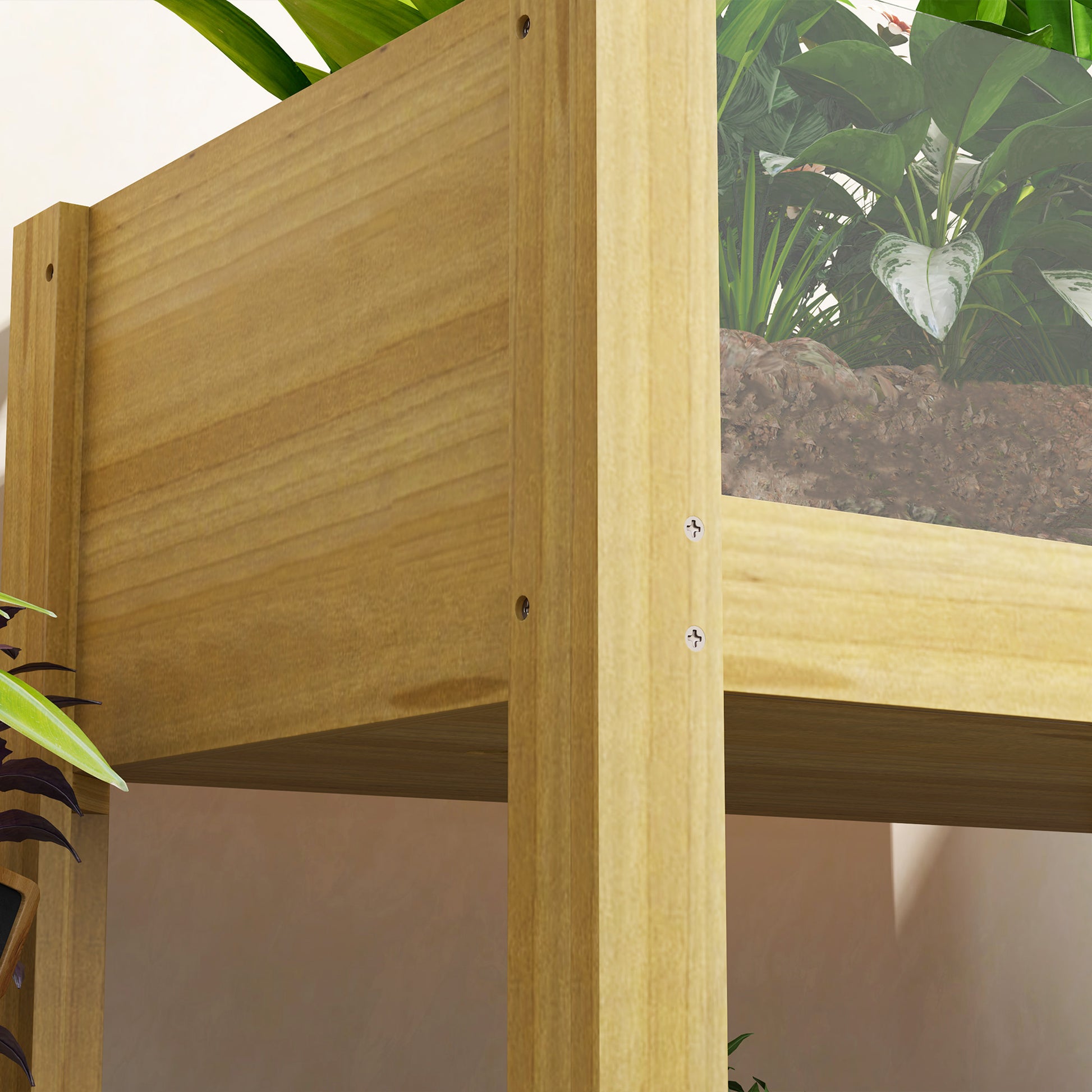 Outsunny Huerto Urbano De Madera Con Paneles Acrílicos 75x46x60,5 Cm Natural_4