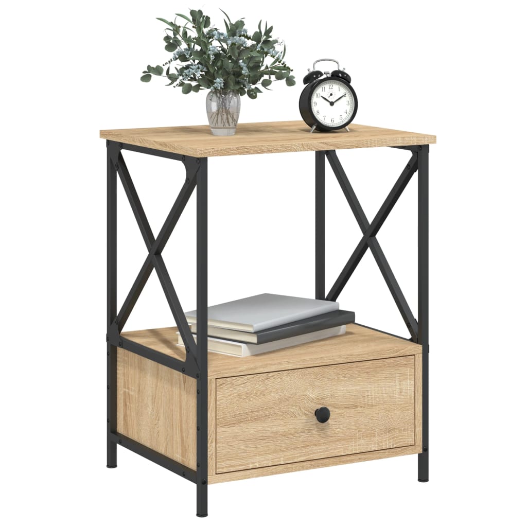 Mesita De Noche Madera De Ingeniería Roble Sonoma 50x41x65 Cm_1