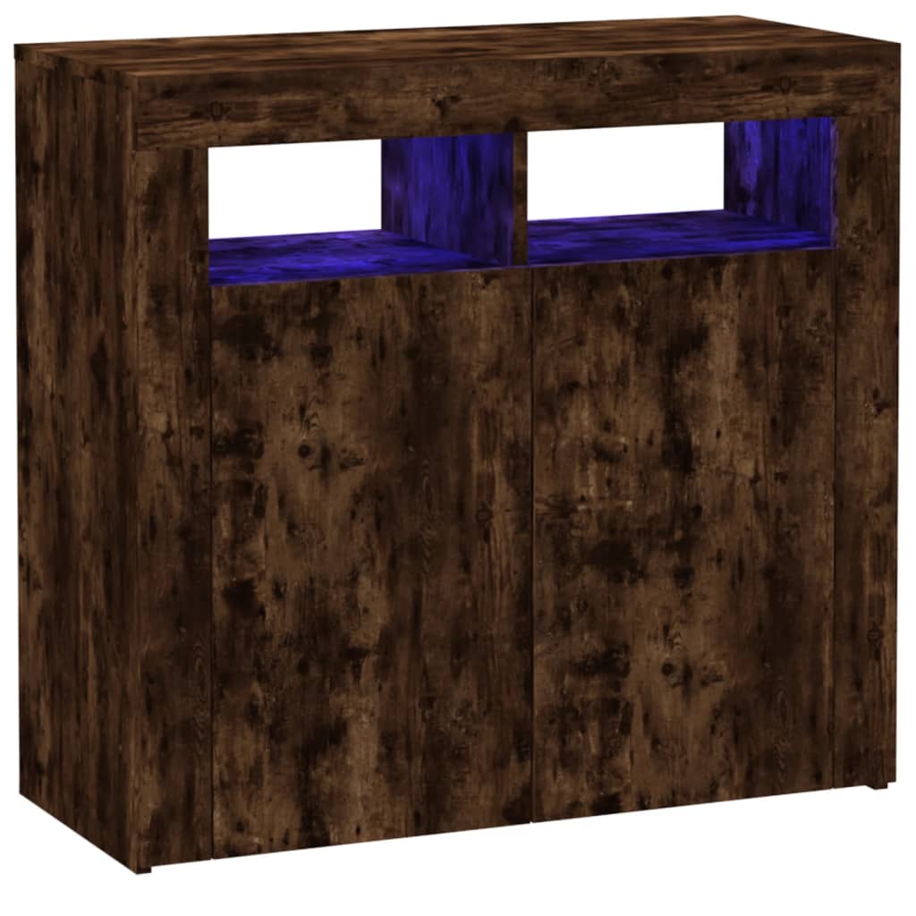 Aparador Con Luces Led Roble Ahumado 80x35x75 Cm / Vetonek_1