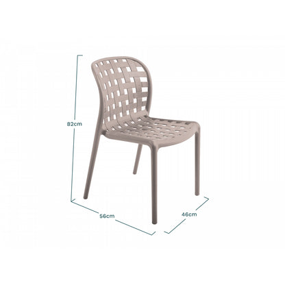 Juego De 4 Sillas De Jardín De Polipropileno Apilables Caladas Corfu Beige - Muebles De Jardín -46x56xh82cm_4