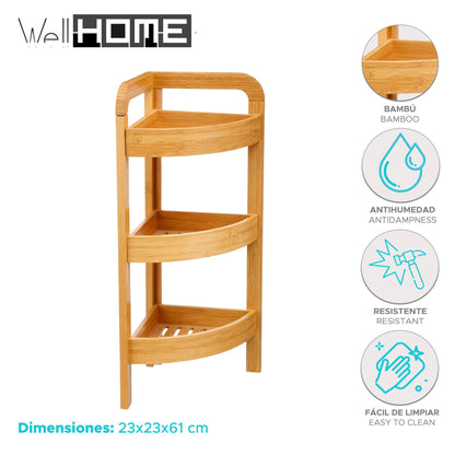 Well Home Estantería Esquinera En Bambú Con 3 Niveles H.61cm_1