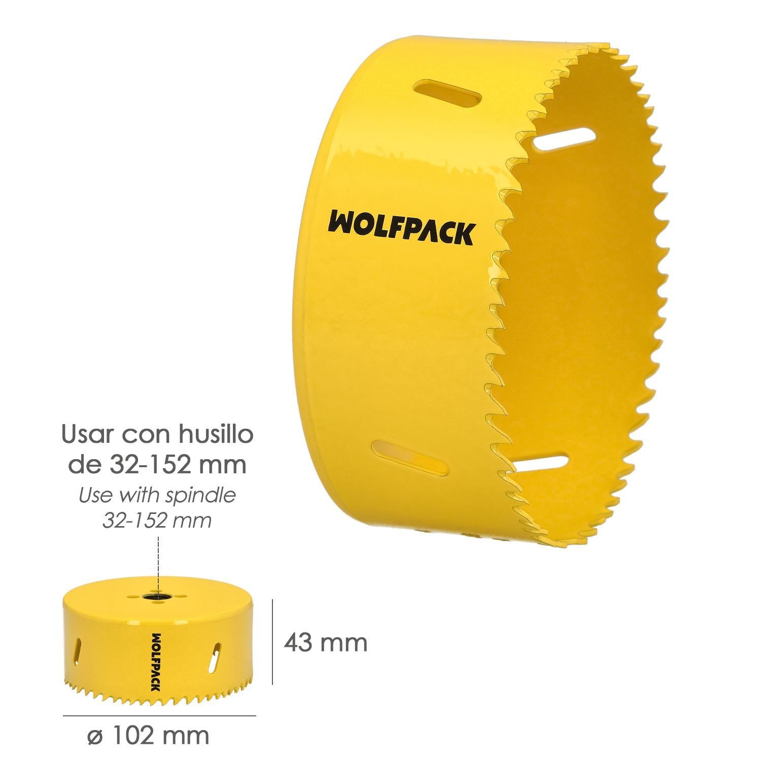 Corona Sierra Bimetal Ø 102 Mm. Templado Termico, Base Reforzada. Corona Madera, Broca Agujeros Madera, Acero, Hierro, Plasticos