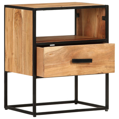 Mesita De Noche De Madera Maciza De Acacia 40x30x50 Cm_2
