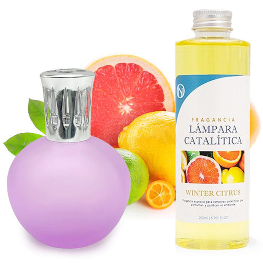 Lámpara Catalítica Fucsia Mate + Aroma Winter Citrus 200ml - Elimina Malos Olores, Impurezas Y Perfuma_0