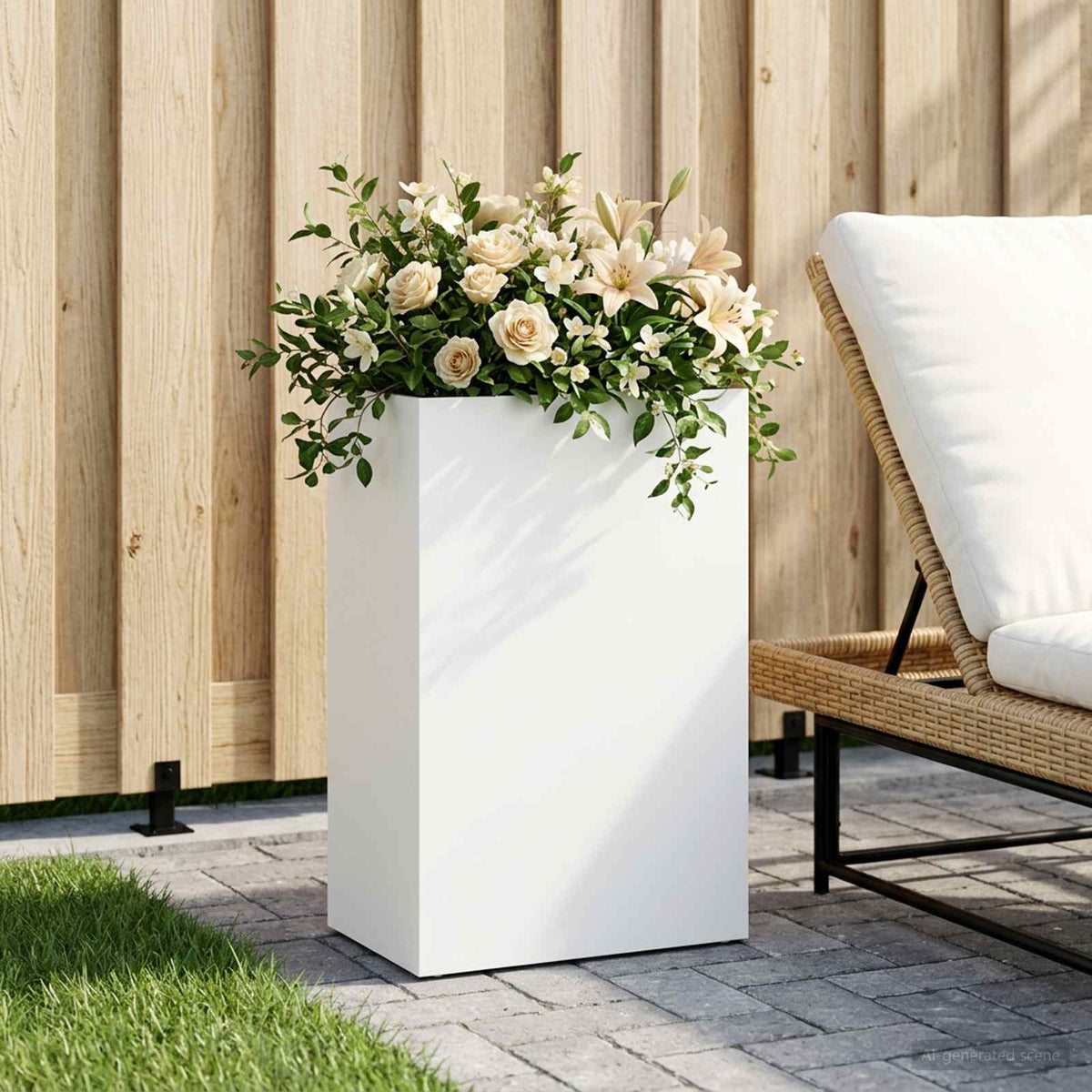 Macetero De Jardín Blanco 50 X 30 X 75 Cm_1