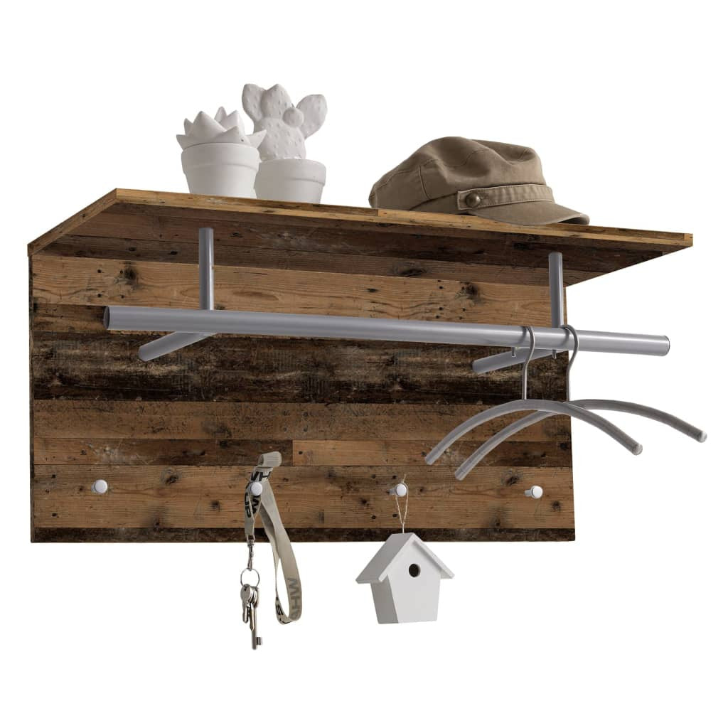 Fmd Perchero De Pared Marrón Envejecido 72x29,3x34,5 Cm_0