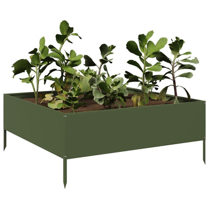 Arriate De Acero Verde Oliva 100x100x25 Cm_2