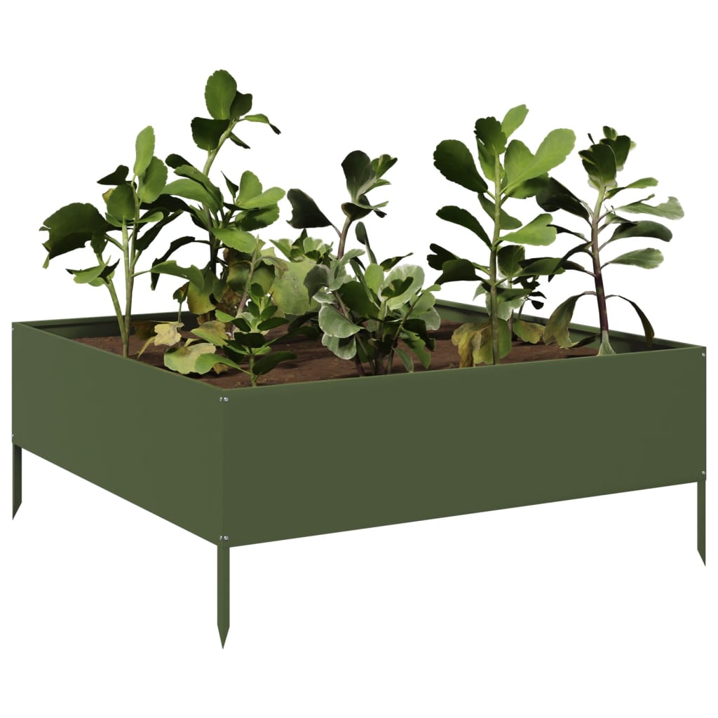 Arriate De Acero Verde Oliva 100x100x41 Cm_2