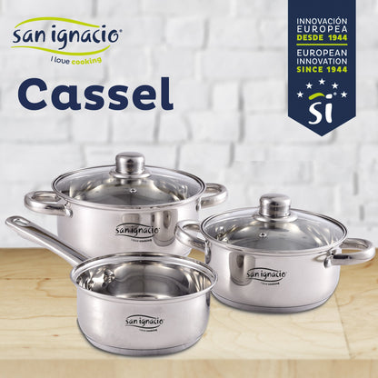 Bateria De Cocina San Ignacio Cassel De Acero Inoxidable Con Juego De Sartenes (22/24/26 Cm) San Ignacio Daimiel En Aluminio Forjado_1