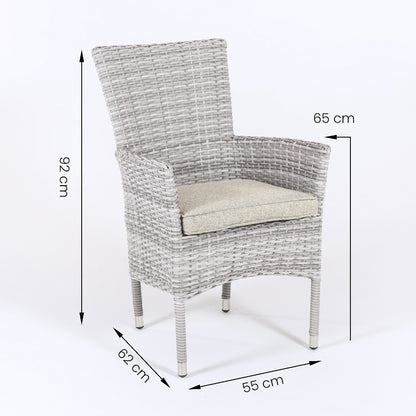 Pack 6 Sillones Apilables, Aluminio, Aluminio Y Ratán Sintético Plano, Color Gris Claro, Sillon:55x62x92_4
