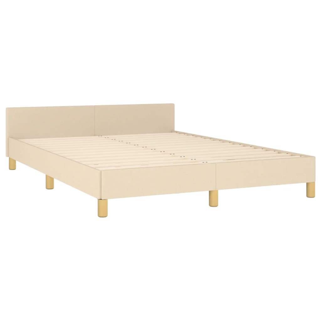 Estructura De Cama Con Cabecero De Tela Color Crema 140x200 Cm / Vetonek_5