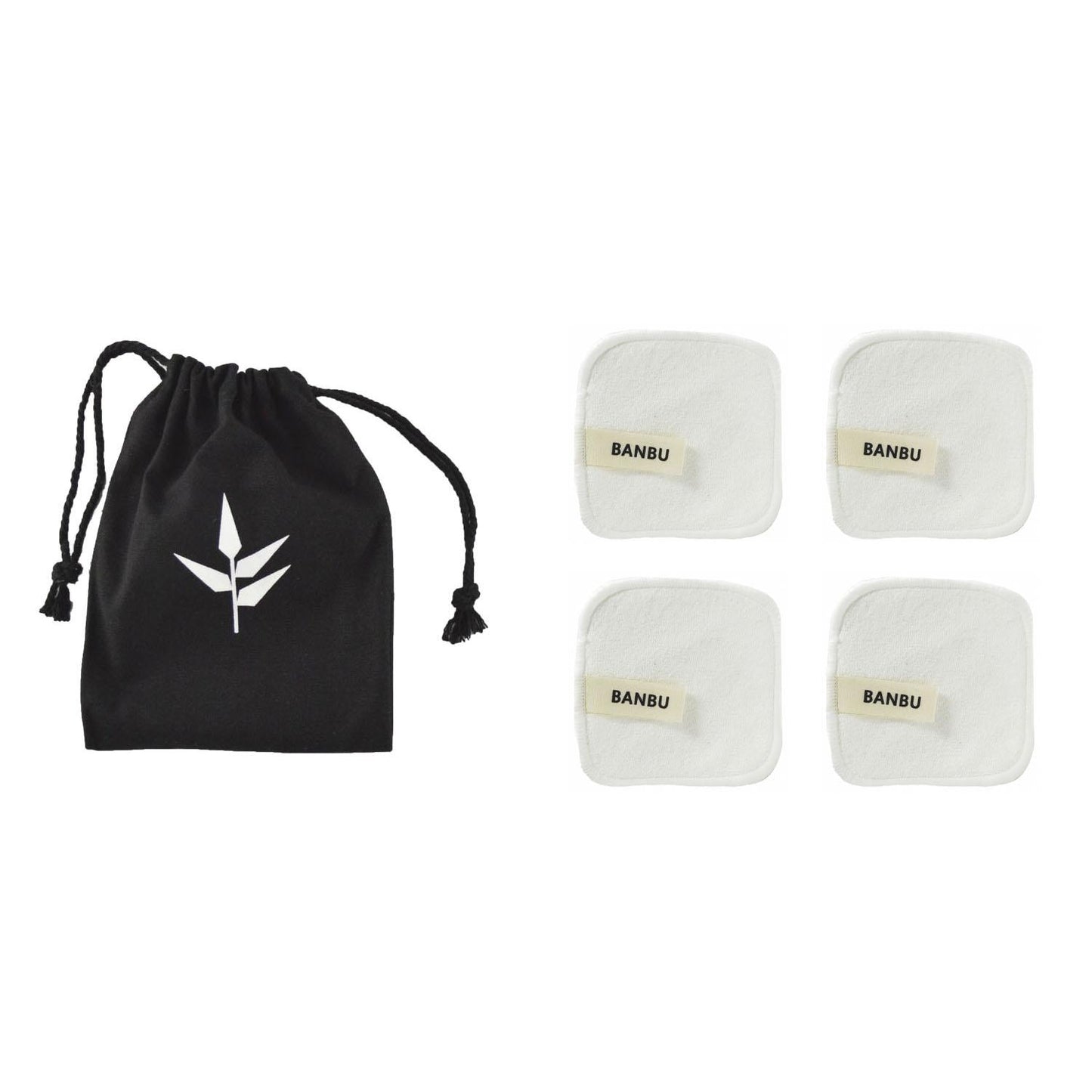 Set 4 Discos Desmaquillantes Reutilizables Blancos + Bolsita de Transporte Banbu