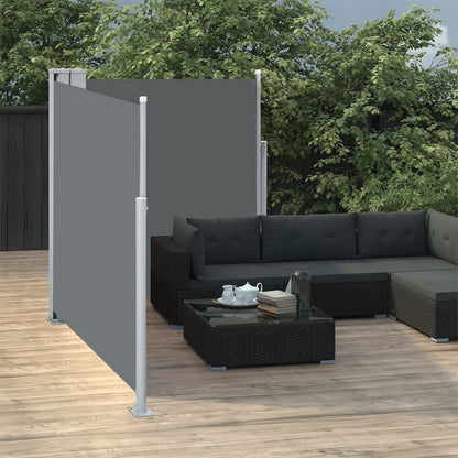 Toldo Lateral Doble Y Retráctil De Jardín Gris 170x600 Cm_1