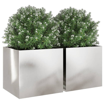 Jardineras 2 Unidades Acero Inoxidable Plateado 49x47x46 Cm_3
