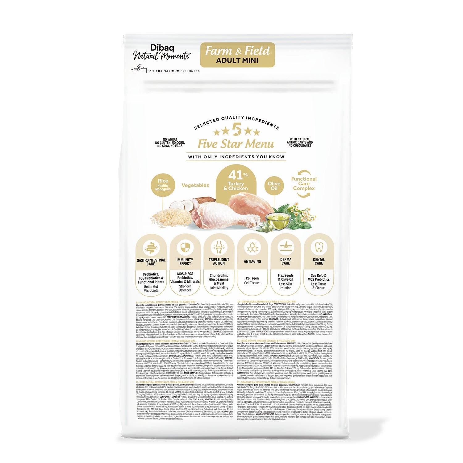 Dibaq Natural Moments 5 Star Pavo Y Pollo Adulto Razas Pequeñas 2 Kg_1