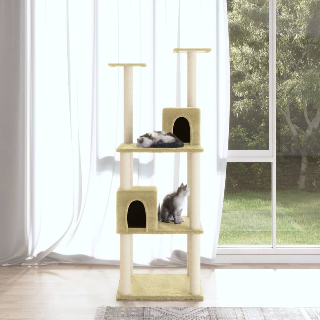 Vidaxl Rascador Para Gatos Con Postes De Sisal Color Crema 141 Cm_1