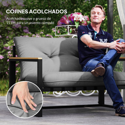 Outsunny Conjunto De Jardín Exterior De 4 Piezas Gris Y Negro_5