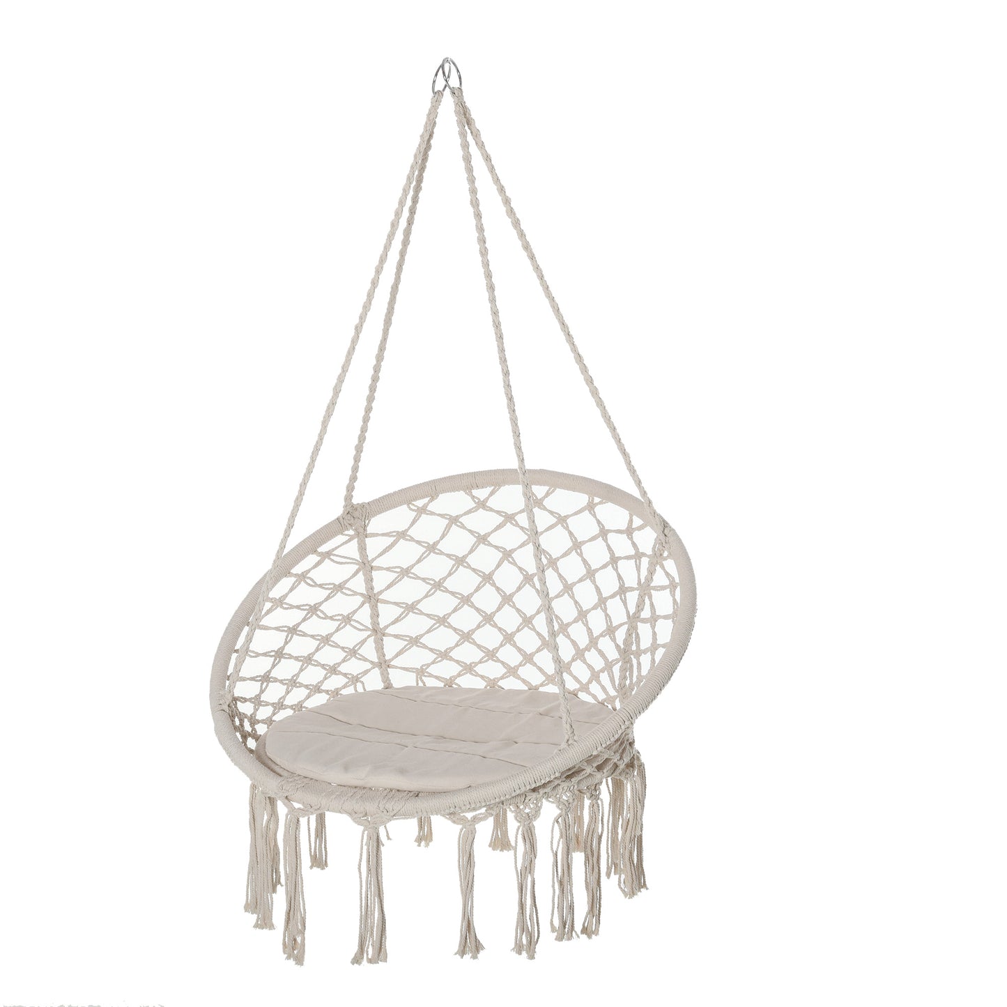 Outsunny Silla Colgante Redondo De Ø60 Con Cojín Interior Y Exterior 80x80x42 Cm_0