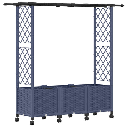 Cama Elevada Con Trellis Y Techo Gris 162,5 X 40 X 142 Cm Pp_0