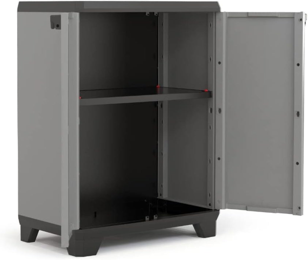 Keter Armario Stilo Bajo, Resina, 2 Puertas, 1 Balda Ajustable, 90x68x39 Cm_1