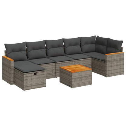 Set De Sofás De Jardín Y Cojines 8 Piezas Ratán Sintético Gris / Vetonek_2