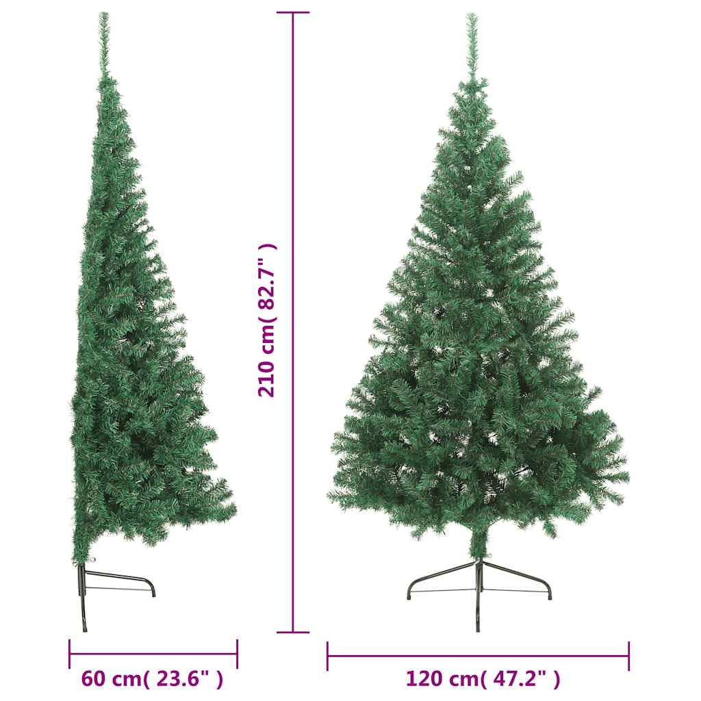 Vidaxl Medio Árbol De Navidad Artificial Con Soporte Pvc Verde 210 Cm_2