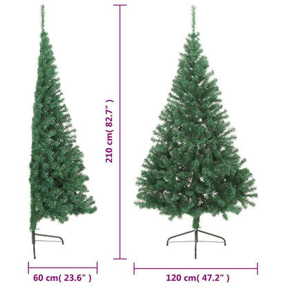Vidaxl Medio Árbol De Navidad Artificial Con Soporte Pvc Verde 210 Cm_2