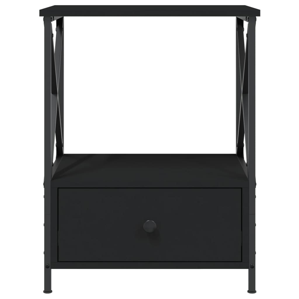 Mesita De Noche Madera De Ingeniería Negra 50x41x65 Cm_3