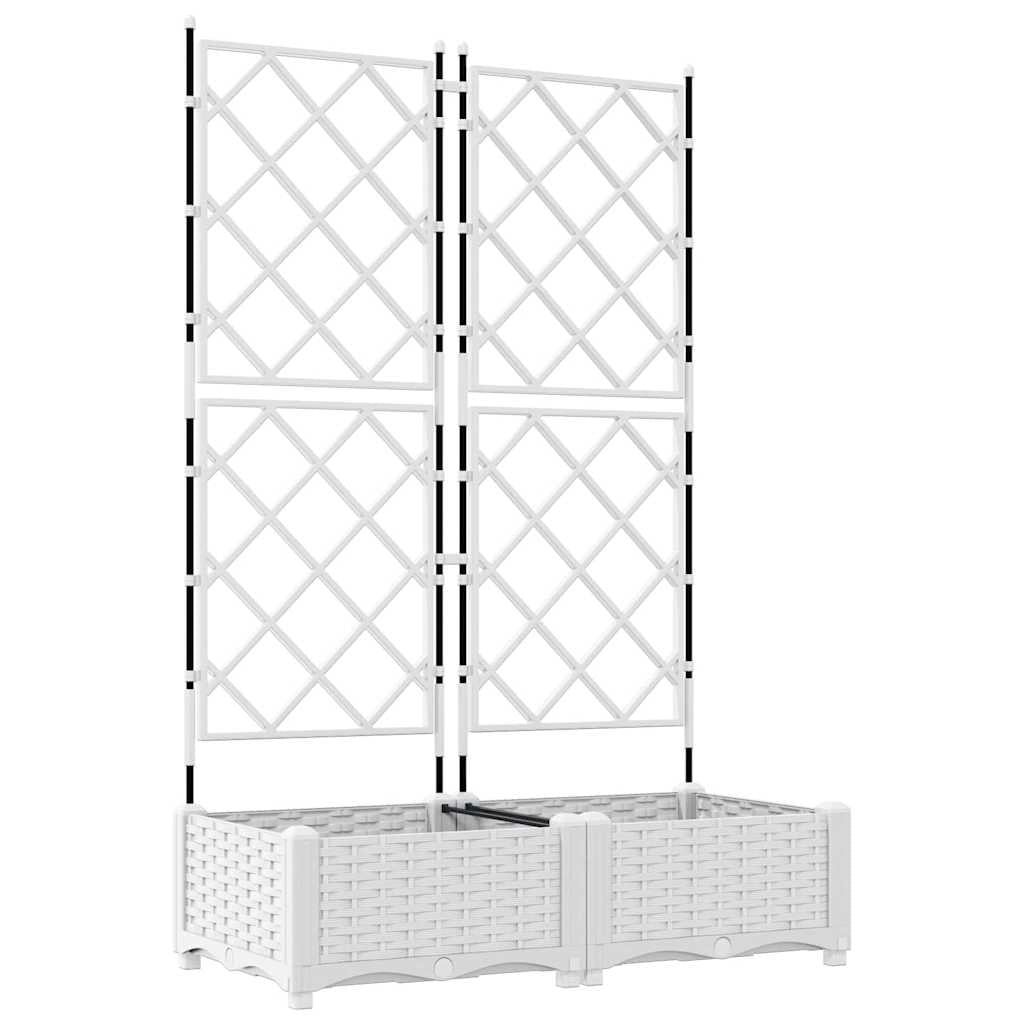 Vidaxl Maceta De Jardín Con Enrejado 2 Pcs Blanco 80 X 40 X 125.5 Cm_0