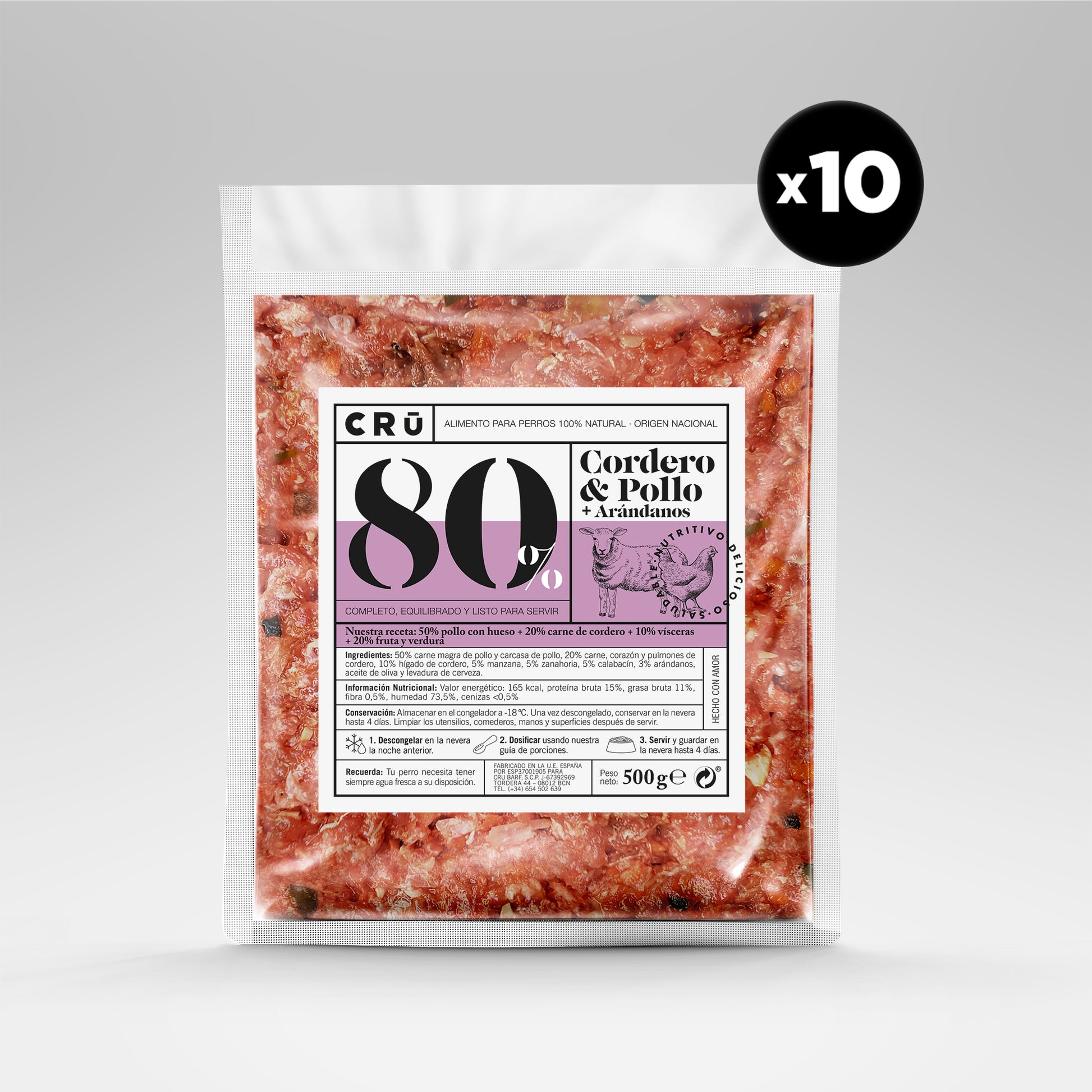 Menú Barf De Cordero Y Pollo Para Perro - 10 Paquetes_0